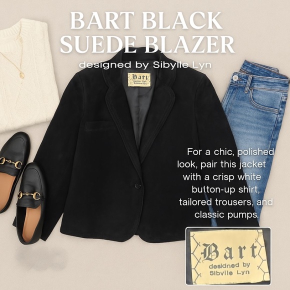 Rare Vintage Bart by Sibylle Lyn Black Suede Jacket – M/L – Made in Canada - Picture 2 of 15